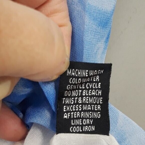 Kaktus Womens BOHO Tunic Top Small Blue Tie Dye Sleeveless Pleated Beach - Picture 7 of 7